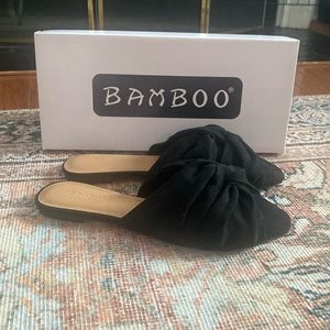 Bamboo Black Suede Mules